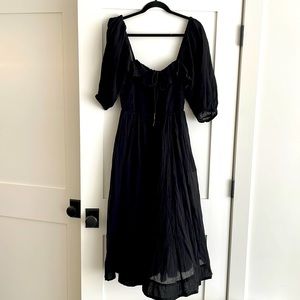 NWOT Free People gauzy black maxi dress. Sz Small.